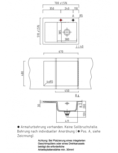 Systemceram MERA 70 Ceramic Kitchen sink 5058