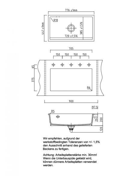 SYSTEMCERAM Systemceram MERA 80 U Cermic Kitchen sink 5370