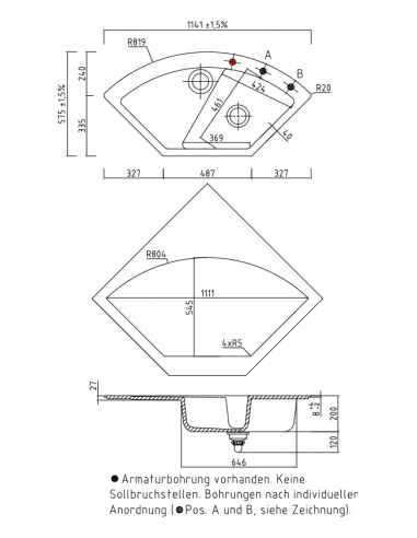 Systemceram Keradomo MERA ECK corner Ceramic kitchen sink 5051
