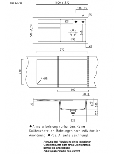 SYSTEMCERAM Systemceram BELA 100 Ceramic Kitchen sink 5020