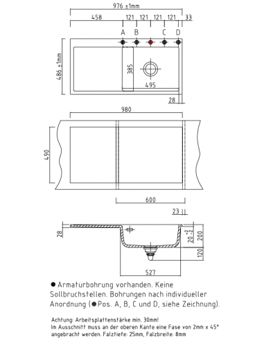 SYSTEMCERAM MERA 100SL F Flachmount  ceramic Kitchen sink 5564 5565