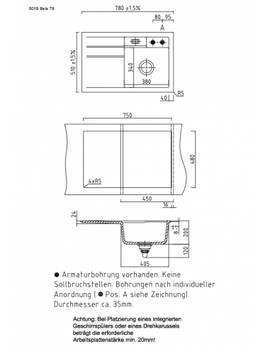 Systemceram BELA 78 Ceramic Kitchen sink 5018 5019