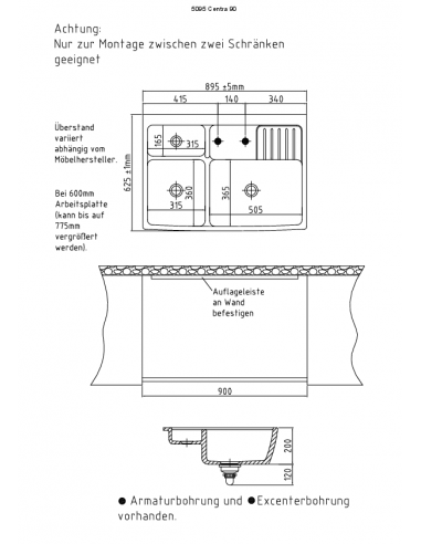 SYSTEMCERAM CENTRA 90 Ceramic Kitchen sink 5095