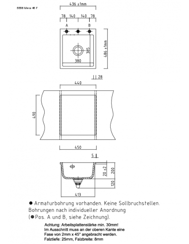 Systemceram MERA 46F 5556 Systemceram Ceramic Flushmount  Kitchen sink