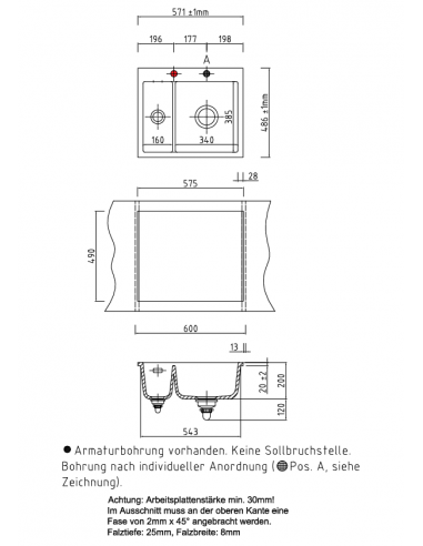 Systemceram MERA 60 F Ceramic Flushmount Kitchen sink 5598