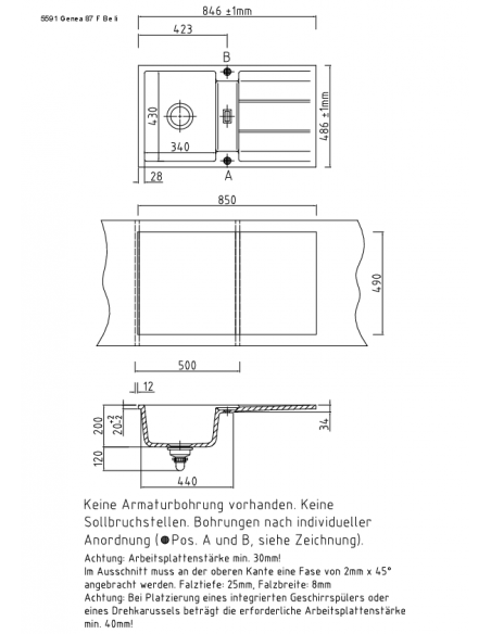 Systemceram GENEA 100 Ceramic Kitchen sink 5092