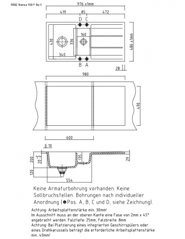 Systemceram GENEA 100 F Ceramic Kitchen sink