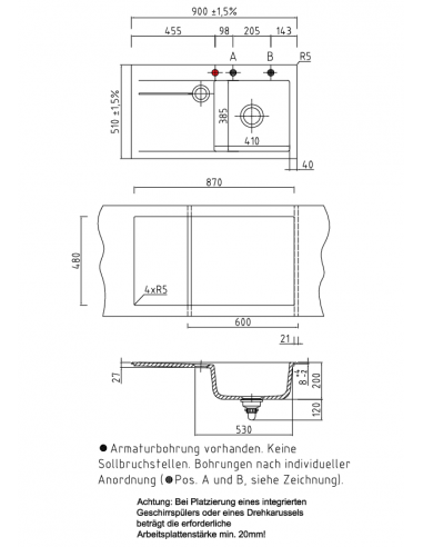 Systemceram STEMA 90 Ceramic Kitchen sink 5052 5053