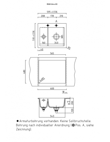 SYSTEMCERAM MERA 60 Ceramic Kitchen sink 5098