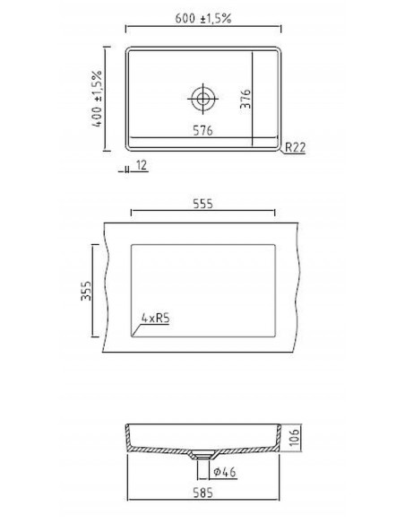 SYSTEMCERAM LAVARA 60 U Ceramic sink